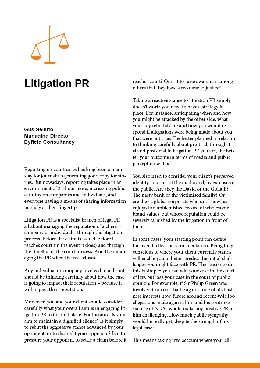 Litigation PR report